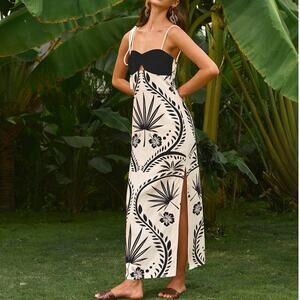 Commense Black and Cream Maxi Dress NWT